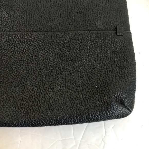 ECCO NEW Pebble Leather Wristlet Clutch Bag Zipper Pocket Black Purse Handbag - Picture 8 of 11